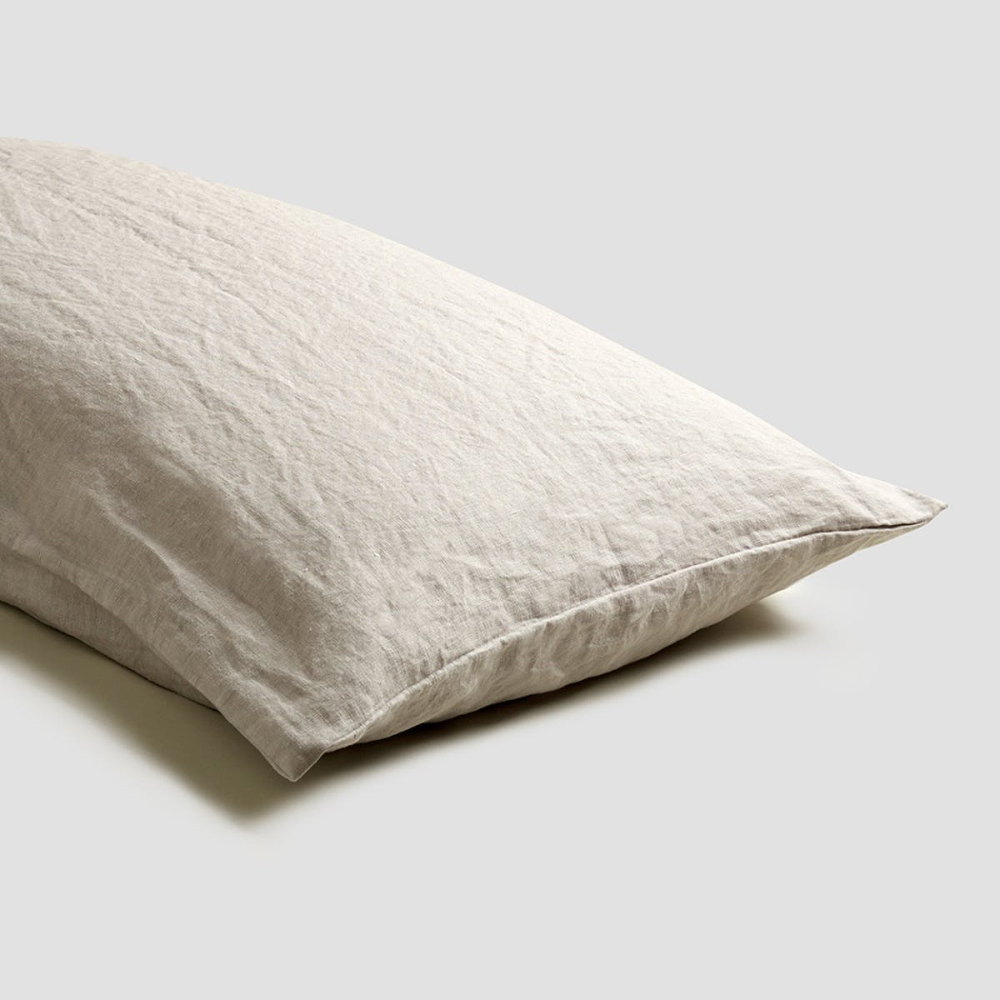 Oatmeal Linen Pair of Pillowcases, Standard-0