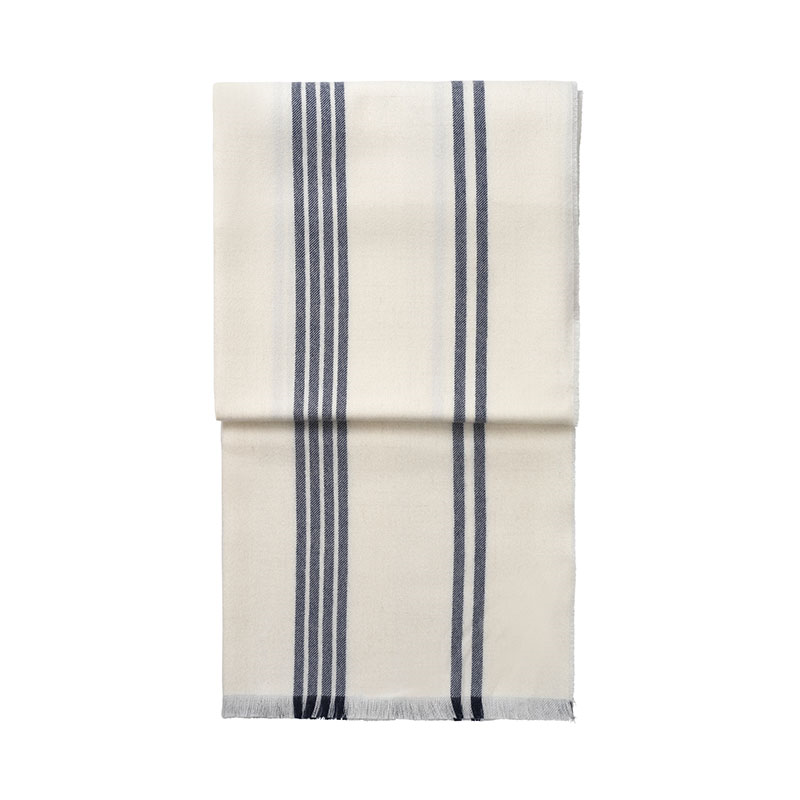 Lines Throw, H190cm x W130cm, White/Dark Blue-0