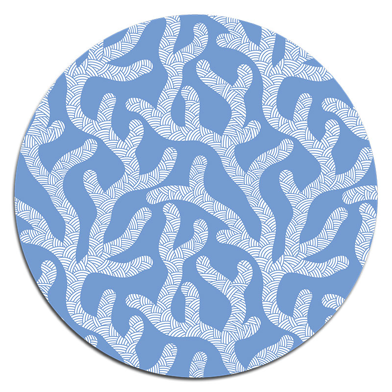 Oceana Boxed Set of 4 Table Mats, D25.5cm, Blue and White-3