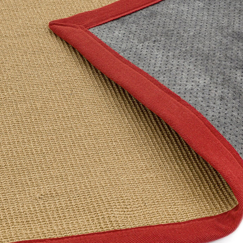 Sisal linen border runner, 200 x 300cm, red-2