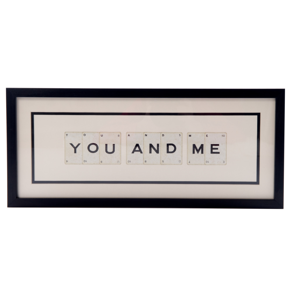 YOU AND ME Medium frame, H20 x W51cm, Vintage Playing Cards, YOU AND ME-0