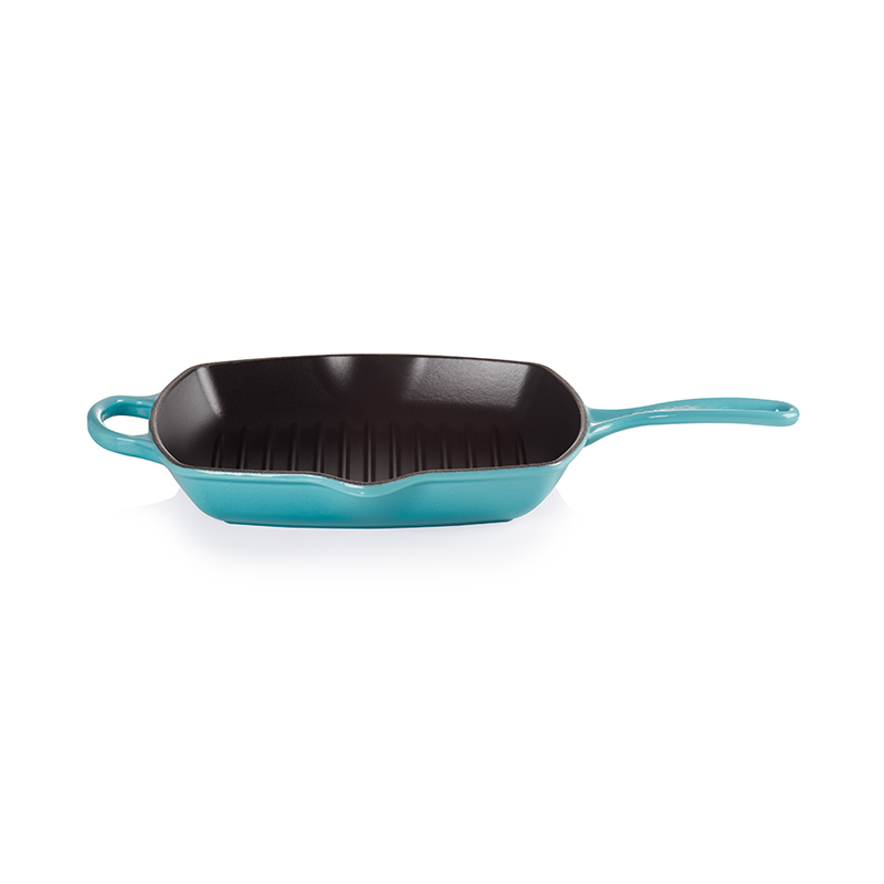 Signature Cast Iron Square grillit, 26cm, teal-2