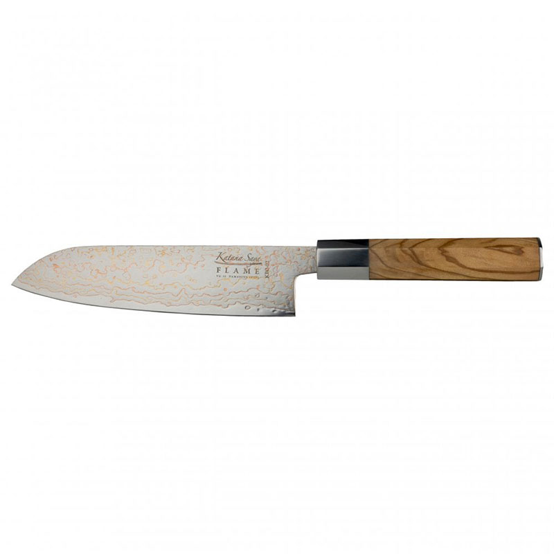 Flame Santoku Knife, 18cm, Olive Wood-0