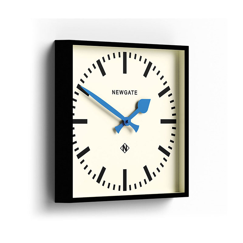 Number Five Wall Clock with Blue Hands, 33.5cm, Black-3