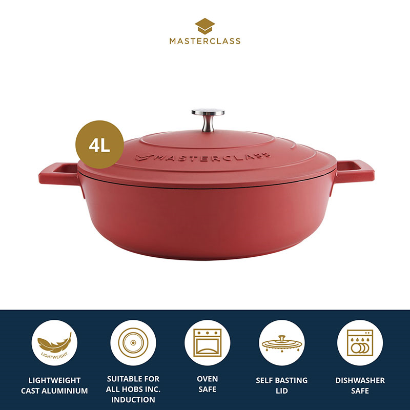 Shallow Casserole Dish, 4L, Red-11