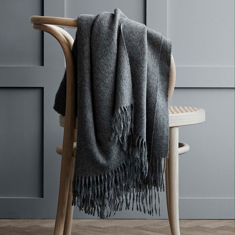 Classic Plaid Throw, H200cm x W130cm, Light Grey-1