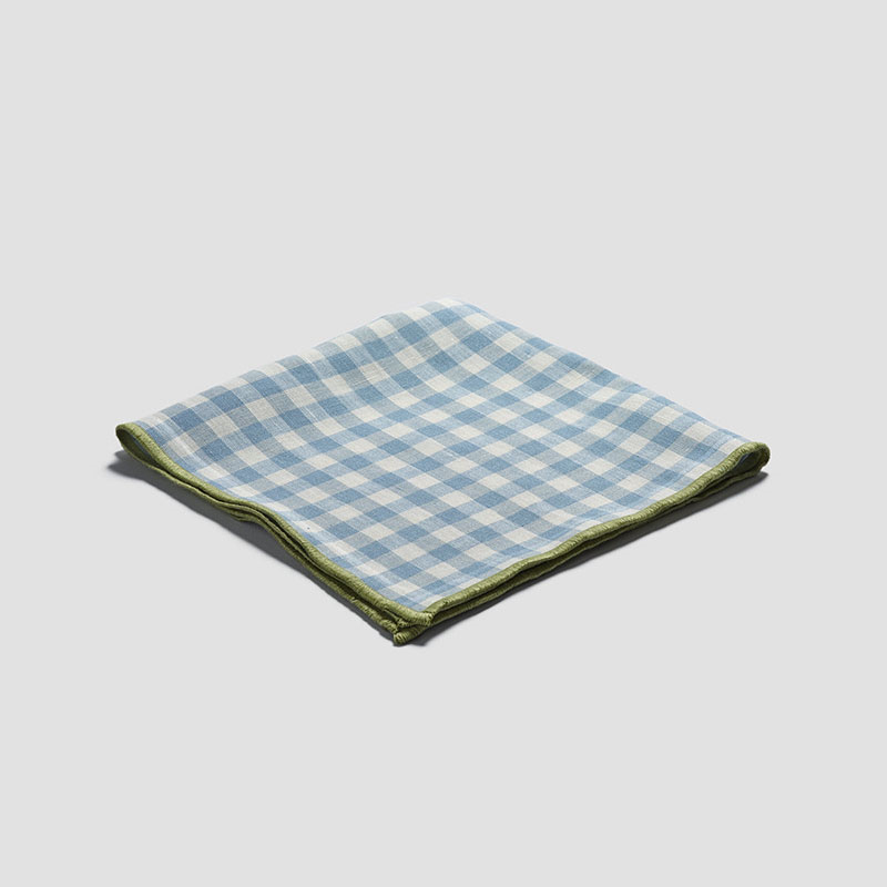 Gingham Linen Set of 4 Napkins, 45 x 45cm, Warm Blue-1