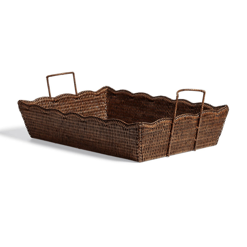 Talasa Rectangular Rattan Basket, H19cm x W58cm x D39cm, Antique Brown-2