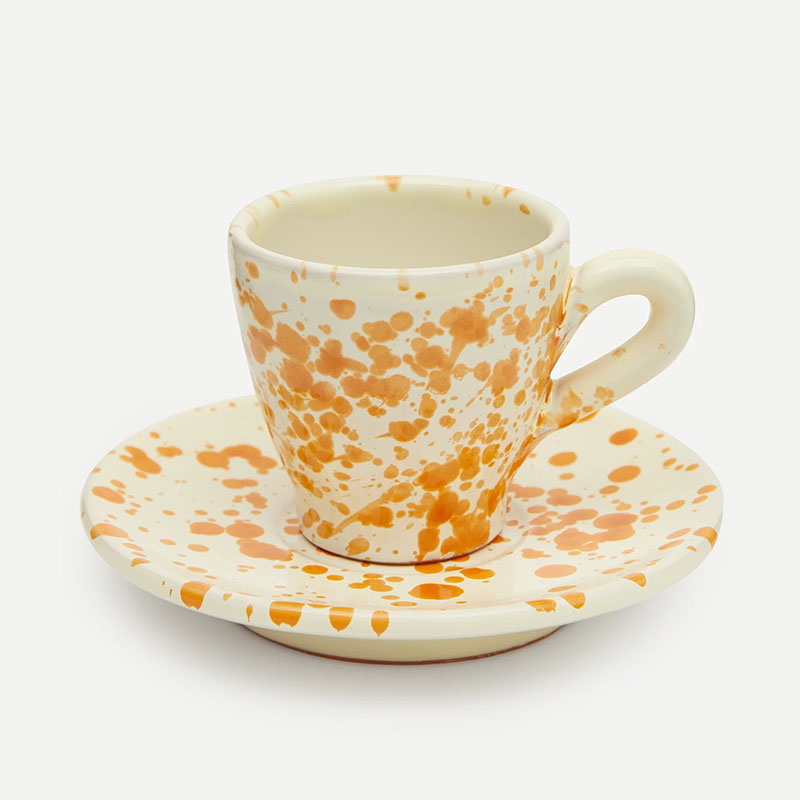 Splatter Espresso Cup & Saucer, D6.5cm, Burnt Orange-0