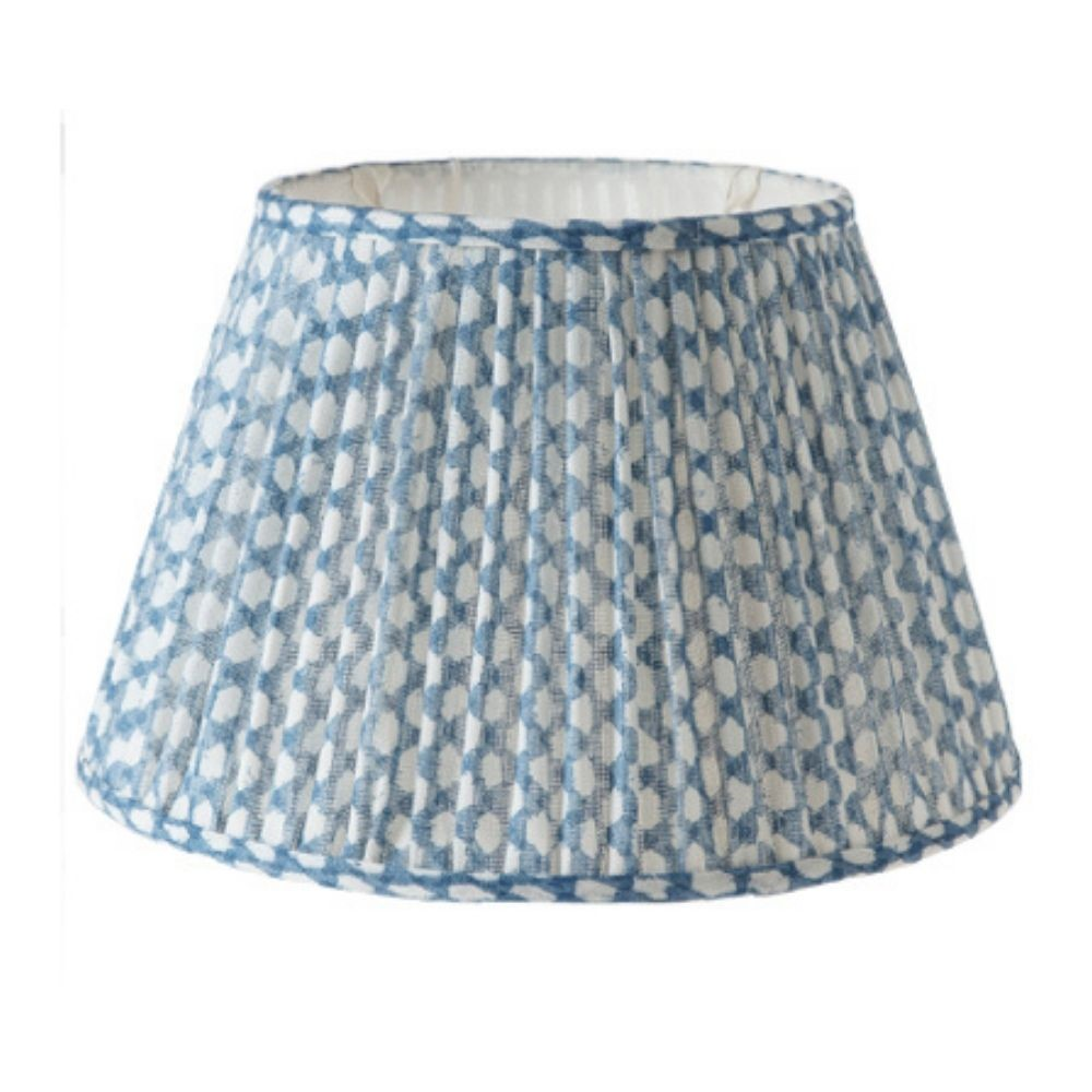 Lampshade, Blue Wicker, Gathered, 14"-0