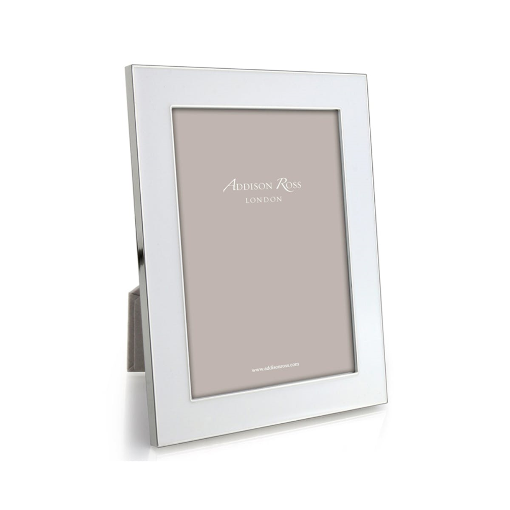 Enamel Range Photograph frame, 4 x 6" with 24mm border, White With Silver Plate-0