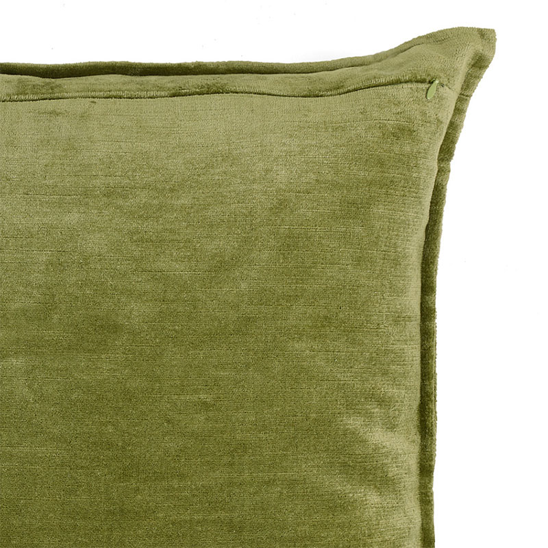 Verity Linen Velvet Rectangular Cushion, 45 x 65cm, Moss-4