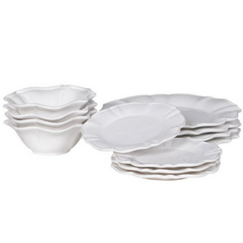 Dinner Service, Scalloped, White, 12 Piece-0