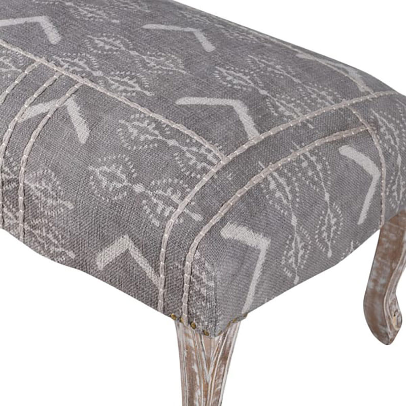 Zuri Patterned Carved Bench, Grey-2