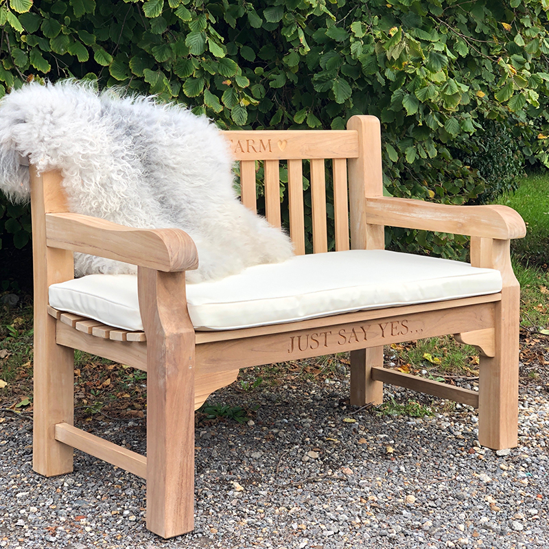 Personalised Snuggle Seat Parkland Garden Bench, Teak-0