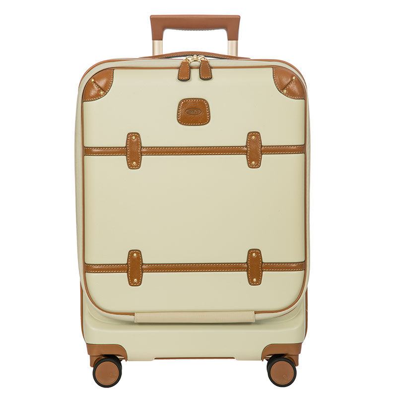 Bellagio Carry-On Suitcase with Front Pocket, H55 x L38 x W23/27cm, Cream-0