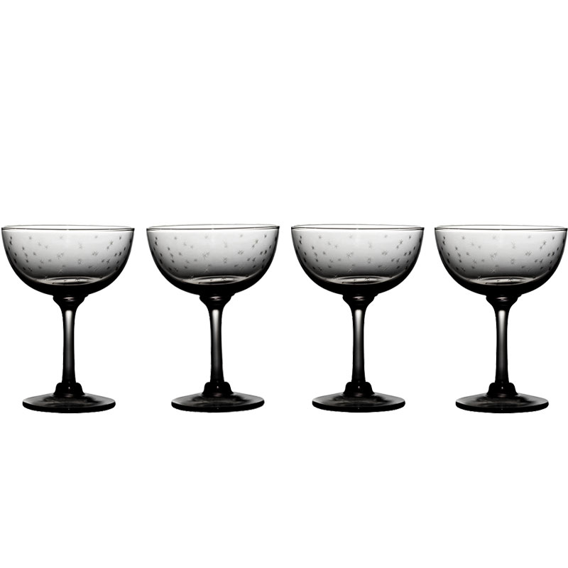 Stars Set of 4 Champagne Saucers, 150ml, Smoky-0