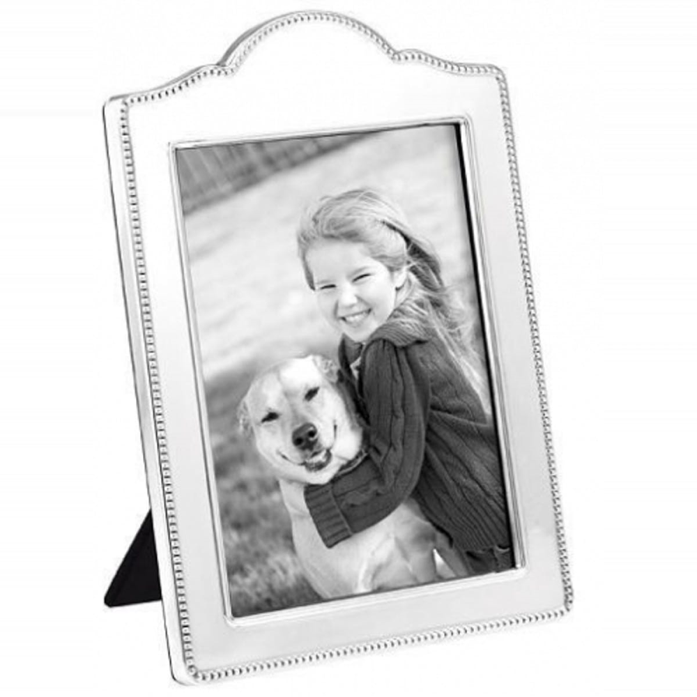 BRH Series - Bead Photograph frame, 7 x 5", Sterling Silver With Blue Velvet Back-0