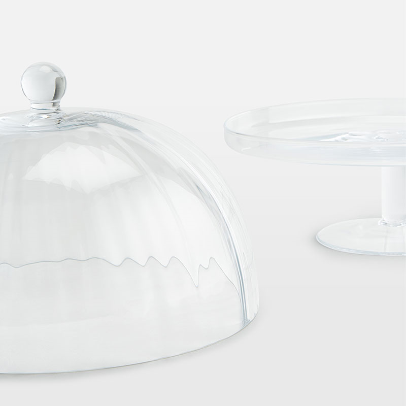 Pembroke Cake Stand with Cloche, Clear-3