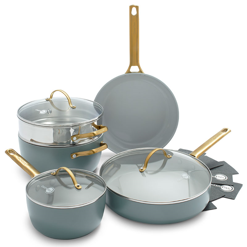 Padova Ceramic Non Stick 11 Piece Cookware Set, Sky Blue-0