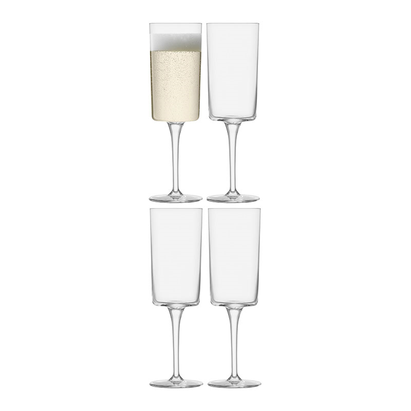 Gio Set of 4 Champagne Flutes, 210ml, Clear-0