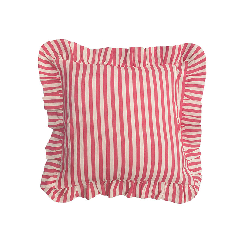 Candy Stripe Cushion Cover, 45 x 45cm, Cherry Red-1