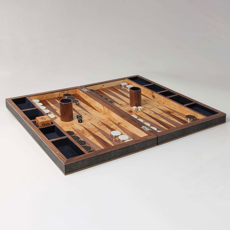 Backgammon Board, 54 x 34cm, Seal Brown Shagreen-3