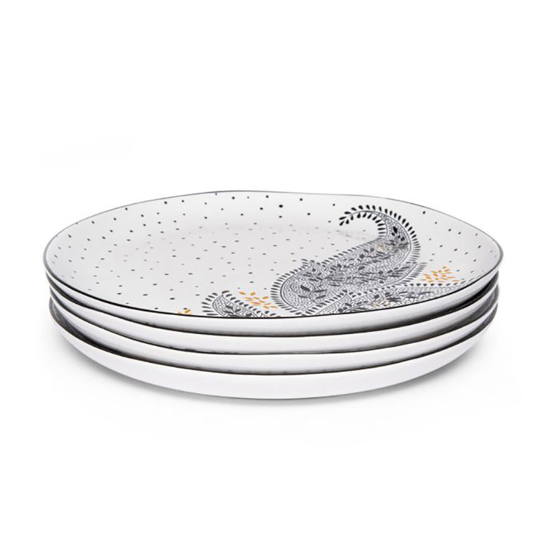 Artisanne Noir Set of 4 Dinner Plates, D27cm, Monochrome-0