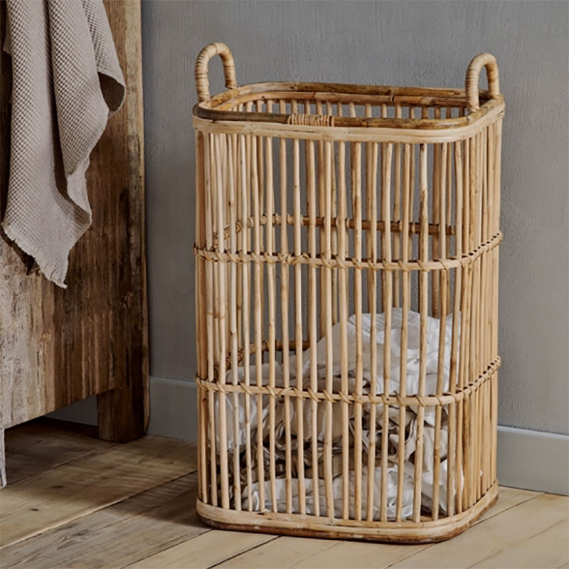 Rammi Rattan Tall Laundry Basket, Natural-0