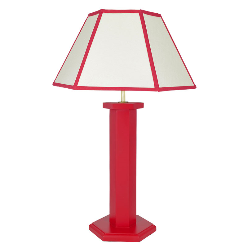 Hexagon Table Lamp Base, H47cm, August Red-1