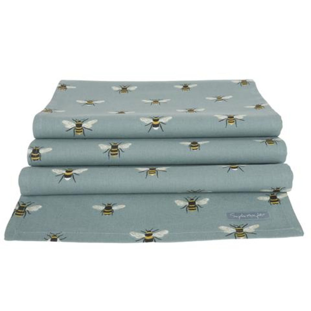 Bees Tablerunner, Teal-1