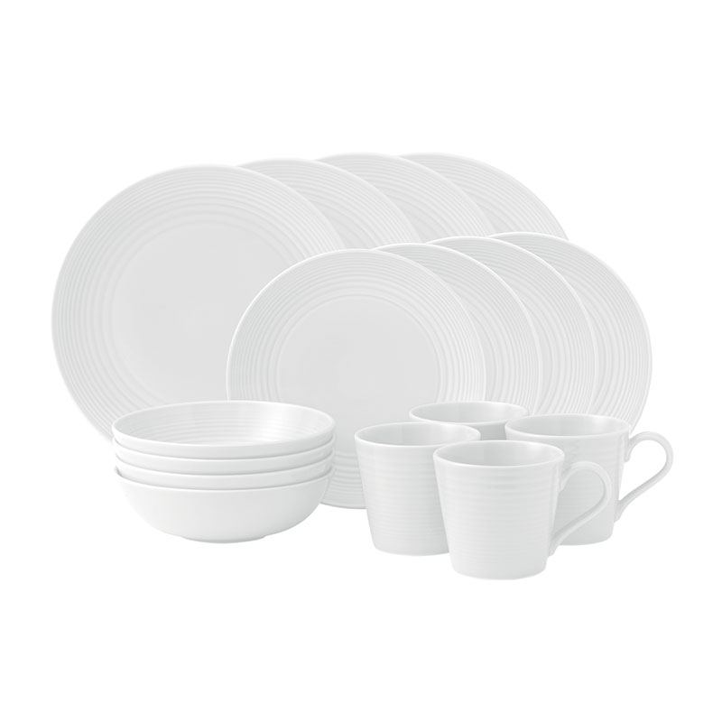 Maze 16 Piece Dinnerware Set, White-0