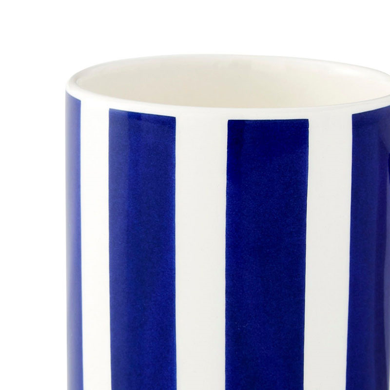 Stecatto Set of 4 Mugs, 340ml, White and Blue Bold Stripe-3