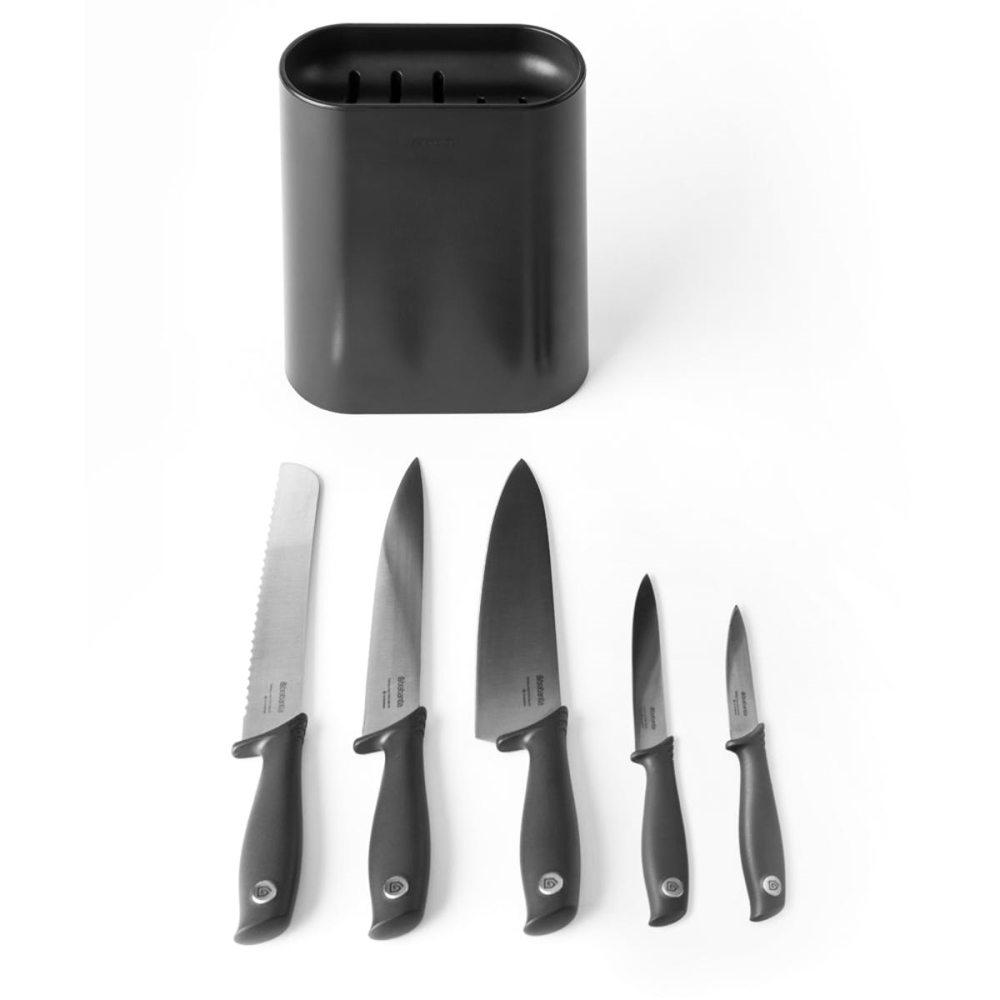 Tasty+ Knife block with knives, H33.5 x W19 x D9cm, Dark Grey-3