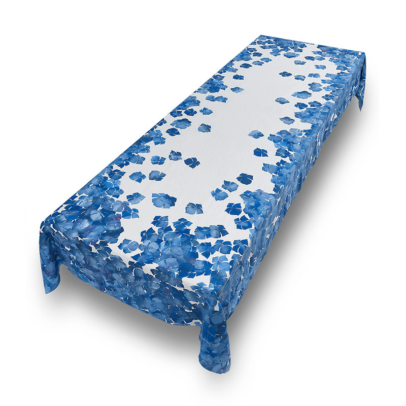 Hydrangea Linen Tablecloth, 250cm x 165cm, Blue-1