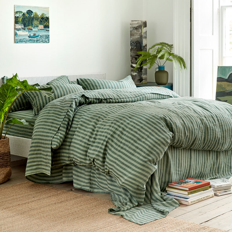 Pembroke Stripe Duvet Cover, Super King, Pine Green-0