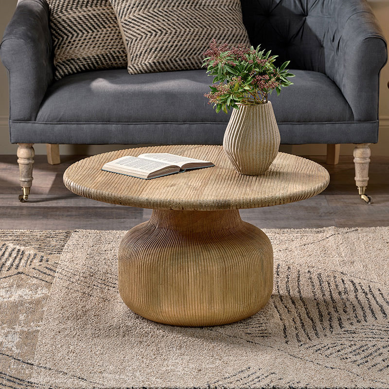 Vivan Grooved Wood Coffee Table, Natural-0