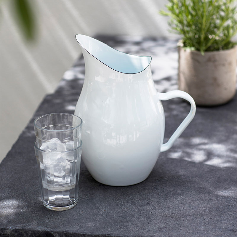 Water pitcher, white/enamel-0