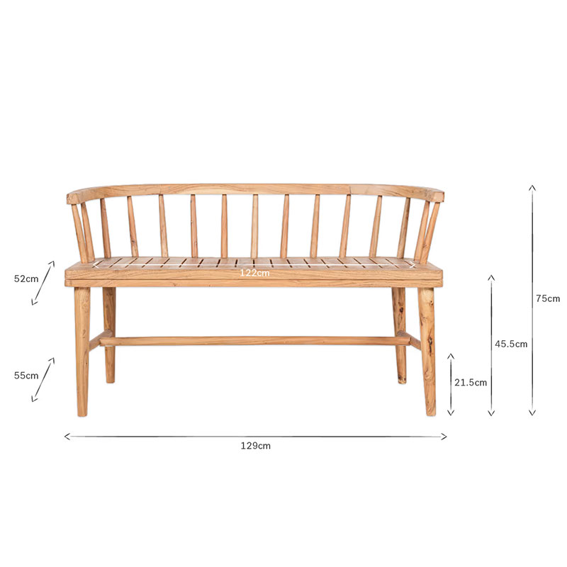 Tipu Acacia Wood Bench, Natural-4