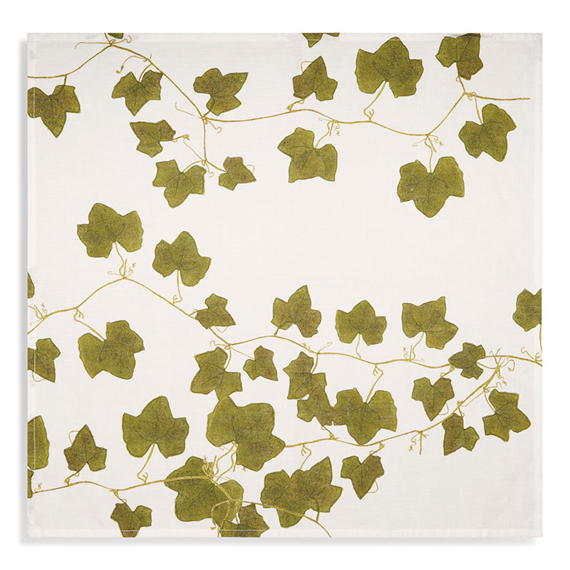 Ivy Herbarium Linen Napkin, 50 x 50cm, Green-1