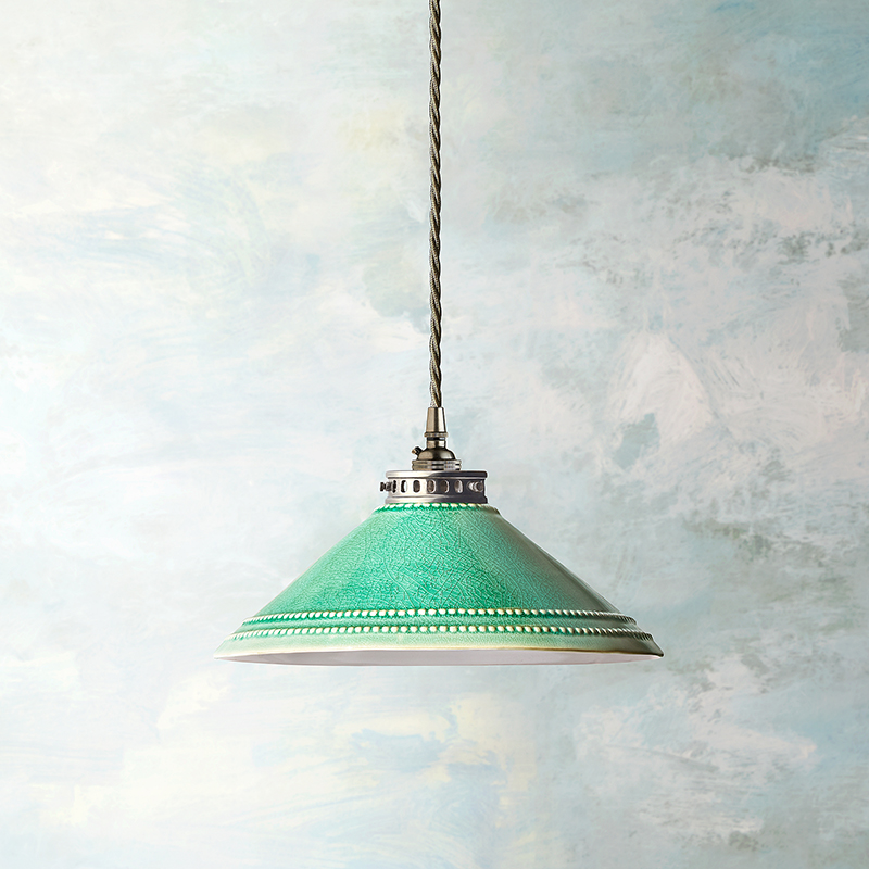 Ted Ceramic Shade with Antiqued Silver Gallery, D29.5cm, Bottle Green-0