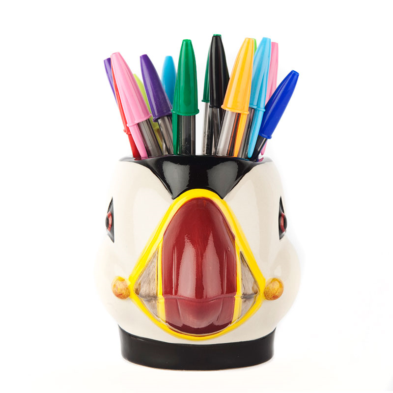 Puffin Pencil Pot, H12cm, Black/Yellow-2