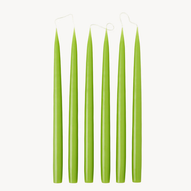 Set of 6 Tapered Dinner Candles, H35cm, Spring Green-0