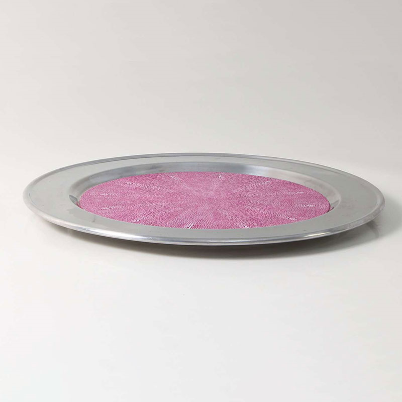 Duchess Serving Tray, D53cm, Pink Shagreen-3