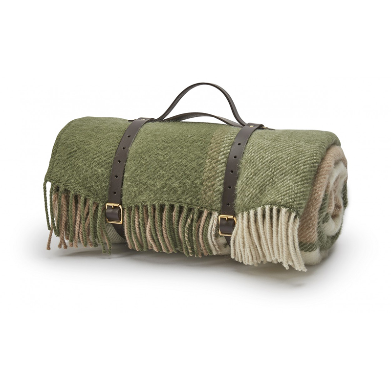 Block Check Polo Picnic Rug, 145 x 183cm, Olive-0