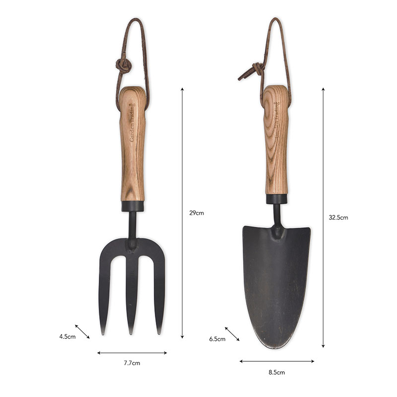 Horton Fork and Trowel Set, Black/Natural-2