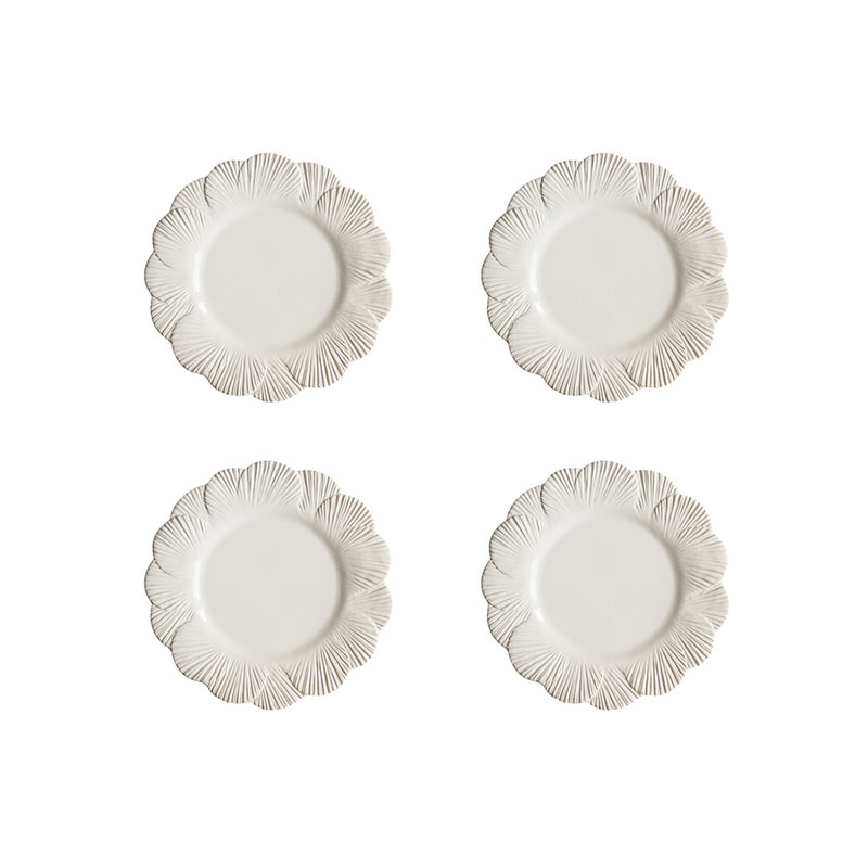 Laguna Shell Set of 4 Dinner Plates, H 3cm, W 28cm, D 28cm, Linen-1