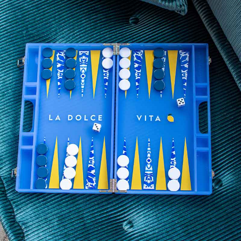 Dolce Vita Backgammon Board, L45 x W38cm, Blue-0