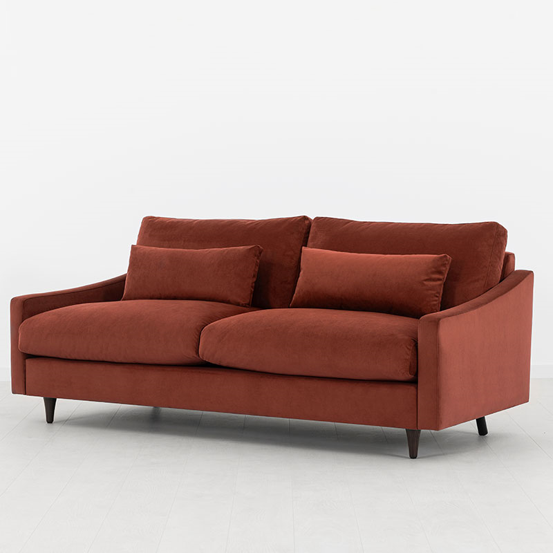 Model 07 Velvet 3 Seater Sofa, Brick-1