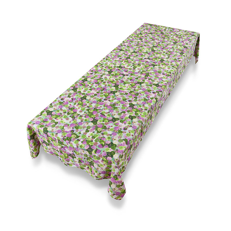 Le Marché aux Fleurs Linen Tablecloth, 250cm x 165cm, Purple/Pink/Green-2